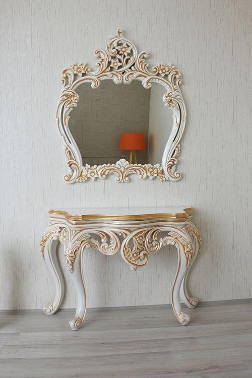 Hand Carved Console Table With Mirror