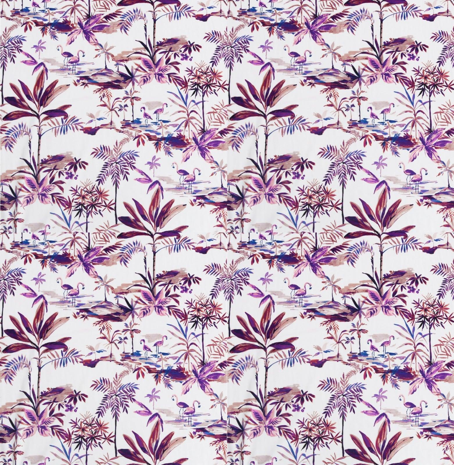 Velours Purple Printed Velvet Fabric - WoodenTwist