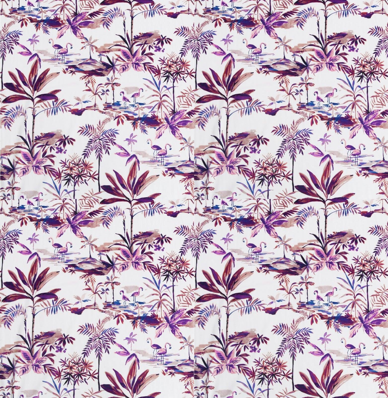Velours Purple Printed Velvet Fabric - WoodenTwist