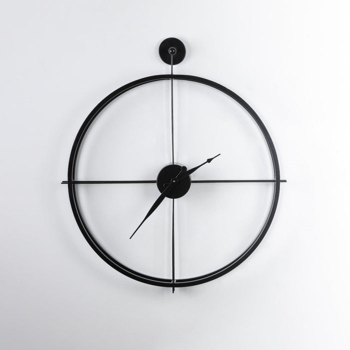 Black Metal Round Wall Clock - WoodenTwist