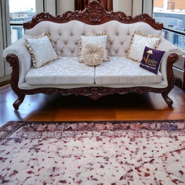 Handmade Royal Antique Golden Finish Carved Sofa (3 Seater) - WoodenTwist
