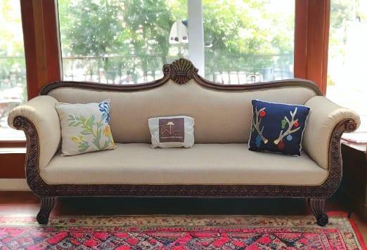 Teak Wood 3 Seater Chaise Lounge Settee - view 1