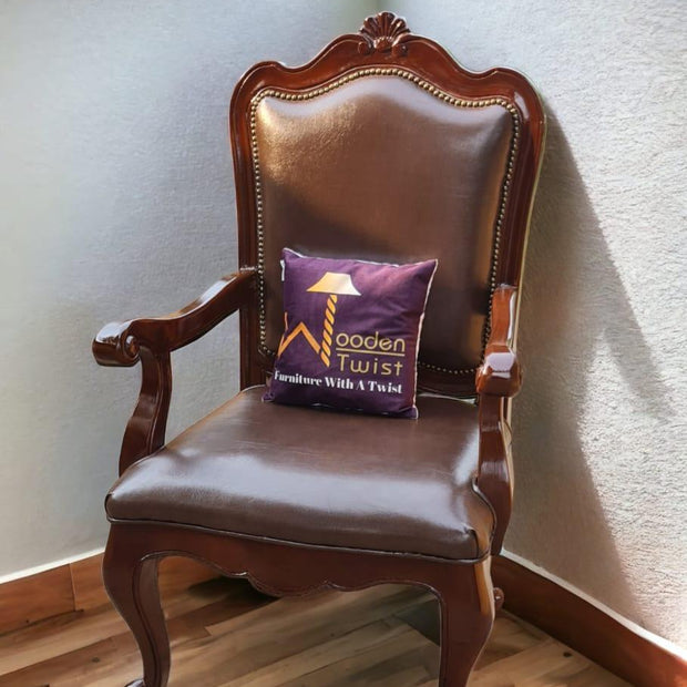 Wooden Twist Hand Carved Sheesham Wood Arm Chair ( Brown ) - WoodenTwist