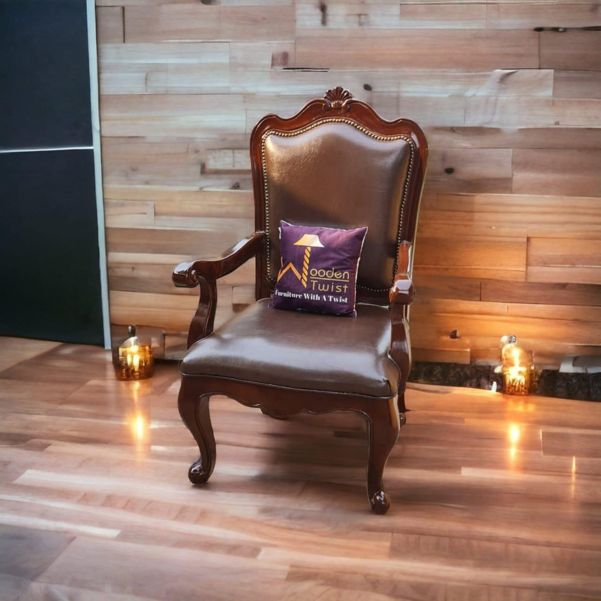 Handcrafted Sheesham Wood Arm Chair