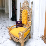 Luxurious High Back Throne Chair (Golden) - WoodenTwist