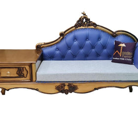 Luxury Antique Hand Carved Chaise Lounge Coffee And Phone Table With Storage - WoodenTwist