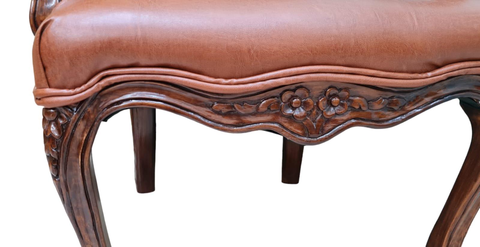 Wooden Twist Etch Hand Carved Teak Wood Arm Chair ( Brown ) - WoodenTwist