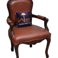 Wooden Twist Etch Hand Carved Teak Wood Arm Chair ( Brown ) - WoodenTwist