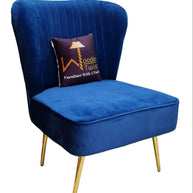 Modern Wide Tufted Velvet Wing Chair for Living Room (Metal Legs) - WoodenTwist