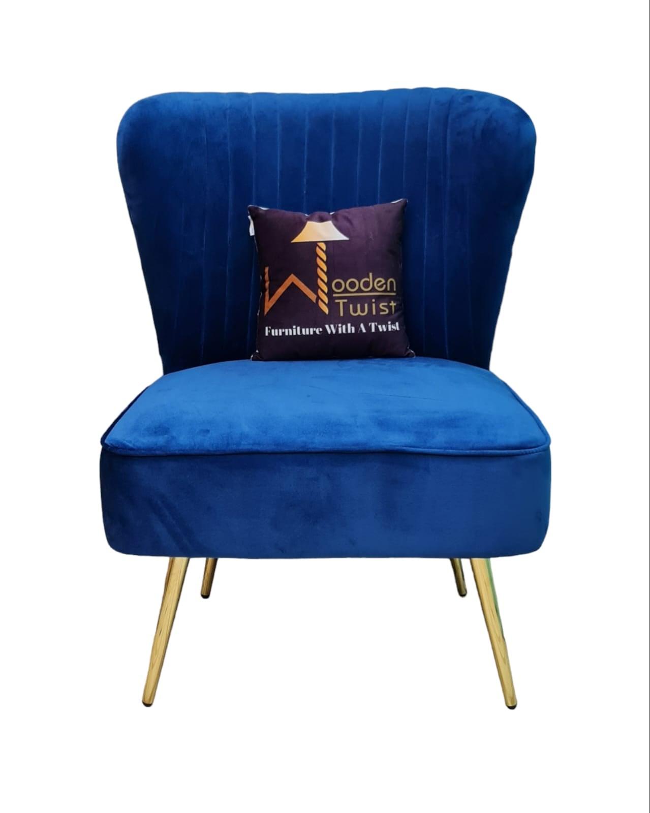 Modern Wide Tufted Velvet Wing Chair for Living Room (Metal Legs) - WoodenTwist