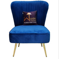 Modern Wide Tufted Velvet Wing Chair for Living Room (Metal Legs) - WoodenTwist