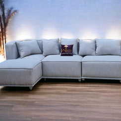 Madera Handmade Modular Sectional Sofa Set 5 Seater (Cream) - WoodenTwist