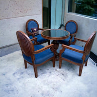 Wooden Twist Winsome Round Teak Wood 4 Seater Dining Table Set - WoodenTwist