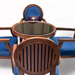 Wooden Twist Winsome Round Teak Wood 4 Seater Dining Table Set - WoodenTwist