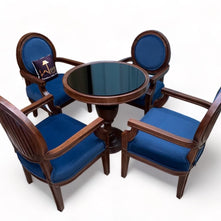 Wooden Twist Winsome Round Teak Wood 4 Seater Dining Table Set - WoodenTwist