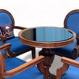 Wooden Twist Winsome Round Teak Wood 4 Seater Dining Table Set - WoodenTwist
