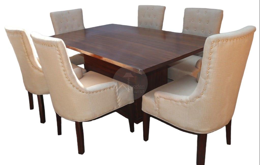 Premium Teak Wood 6 Seater Dining Table Set