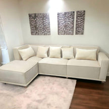 Madera Handmade Modular Sectional Sofa Set 5 Seater (Cream) - WoodenTwist
