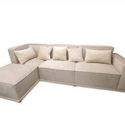Madera Handmade Modular Sectional Sofa Set 5 Seater (Cream) - WoodenTwist