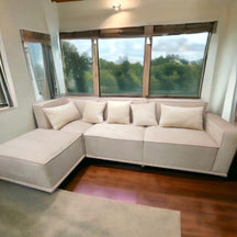 Madera Handmade Modular Sectional Sofa Set 5 Seater (Cream) - WoodenTwist
