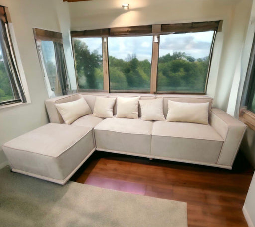 Madera Handmade Modular Sectional Sofa Set 5 Seater (Cream) - WoodenTwist