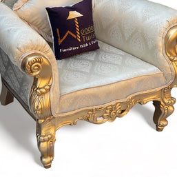 Wooden Twist Pennon Style Teak Wood High Back Throne Chair With Special Wings - WoodenTwist