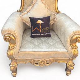 Wooden Twist Pennon Style Teak Wood High Back Throne Chair With Special Wings - WoodenTwist
