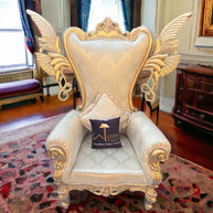 Wooden Twist Pennon Style Teak Wood High Back Throne Chair With Special Wings - WoodenTwist