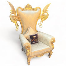 Wooden Twist Pennon Style Teak Wood High Back Throne Chair With Special Wings - WoodenTwist