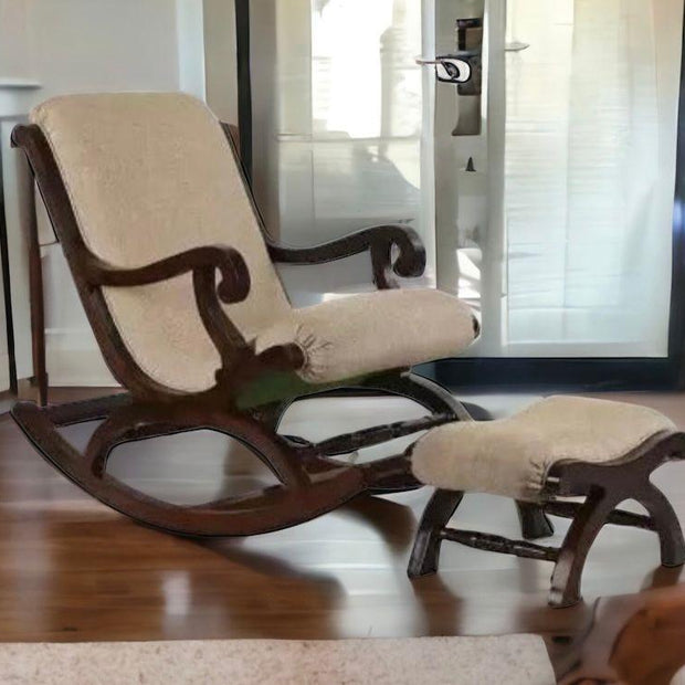Rocking Chair with Foot Rest ( Walnut ) - WoodenTwist