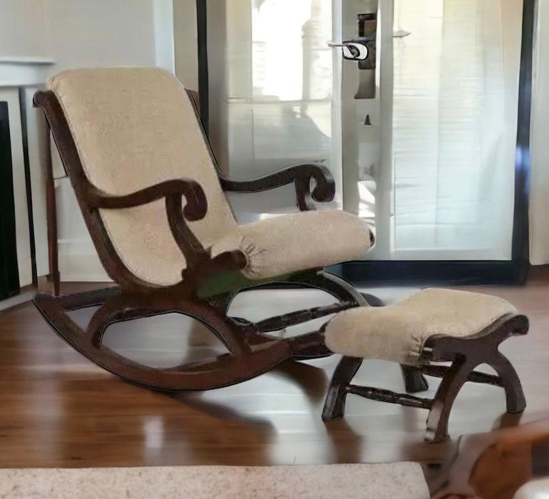Rocking Chair with Foot Rest ( Walnut ) — WoodenTwist