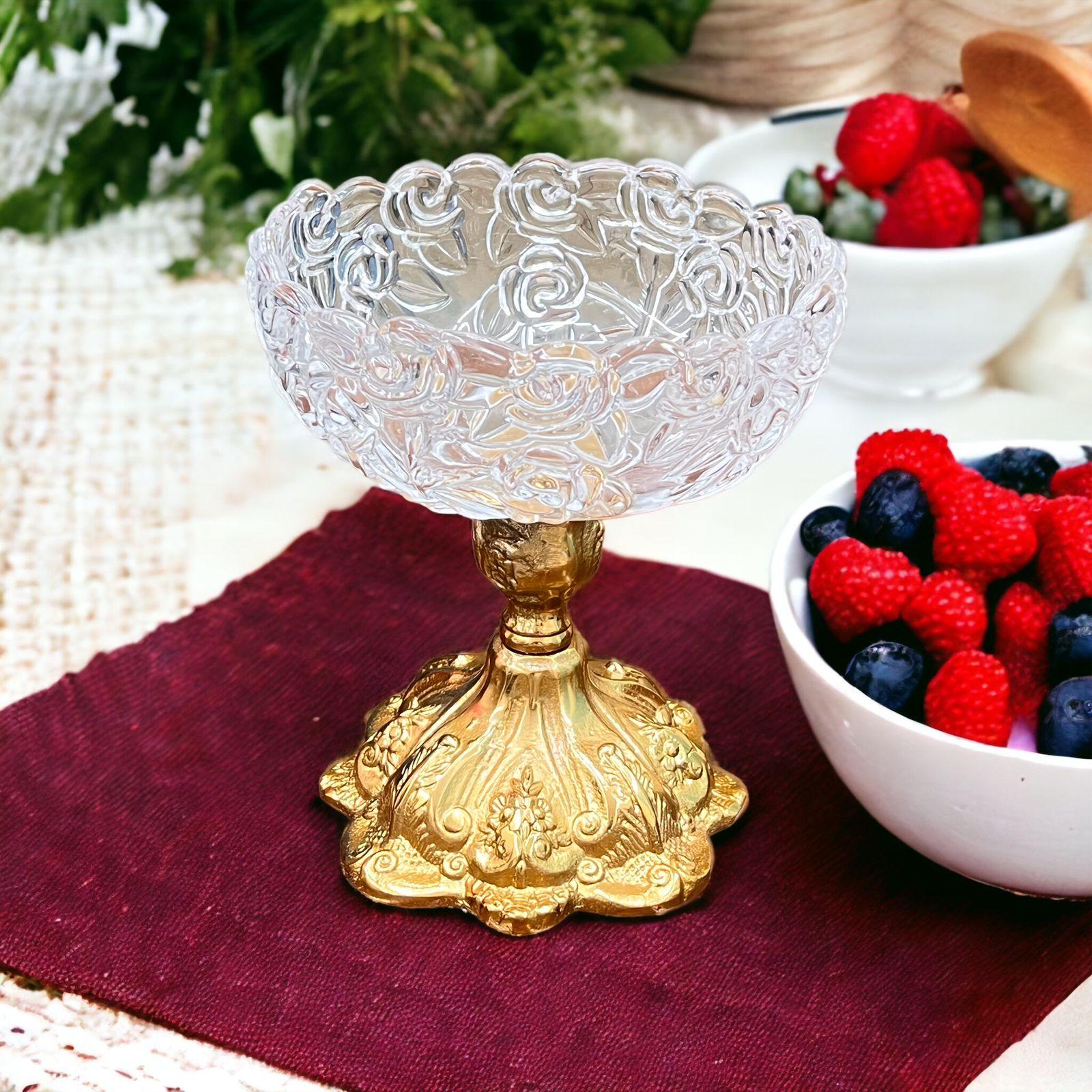 Royal Flower Aristrocrat's Glass Bowl Big (Gold) - WoodenTwist