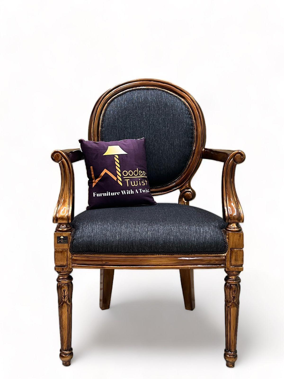 Wooden Twist Gramps Handmade Carved Sheesham Wood Armrest Chair - WoodenTwist