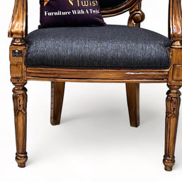 Wooden Twist Gramps Handmade Carved Sheesham Wood Armrest Chair - WoodenTwist