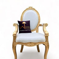 Handmade Wooden Armrest Chair (Gold Finish) - WoodenTwist