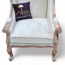 Wooden Twist Wing Back Sheesham Wood Armchair (Antique Brown) - WoodenTwist