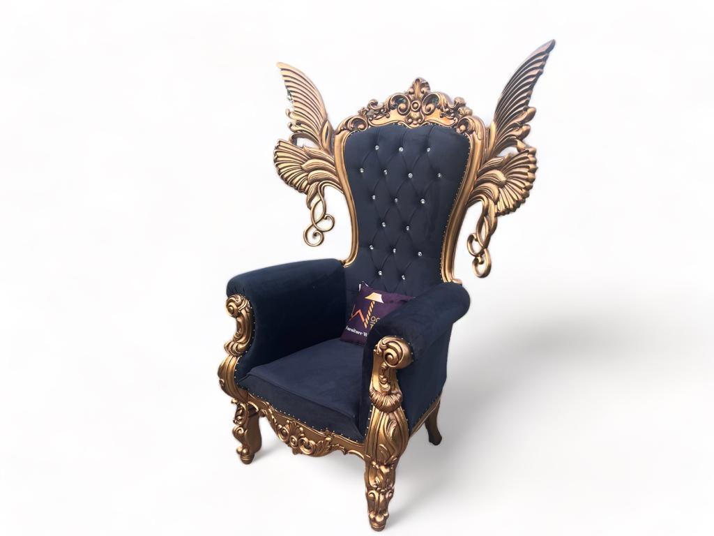 Wooden Twist Luxurious High Back Throne Chair with Especial Wings - WoodenTwist