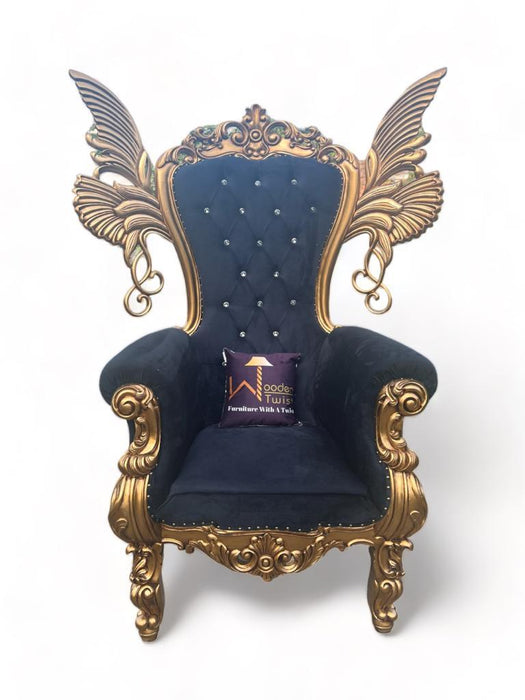 Wooden Twist Luxurious High Back Throne Chair with Especial Wings - WoodenTwist