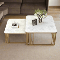 Wooden Twist Stylish Look Square Wrought Iron Coffee Table ( Set of 2 ) - WoodenTwist