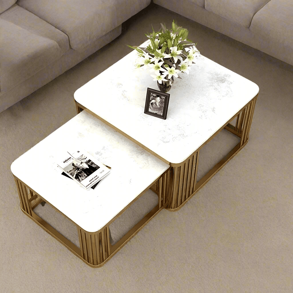 Wooden Twist Stylish Look Square Wrought Iron Coffee Table ( Set of 2 ) - WoodenTwist