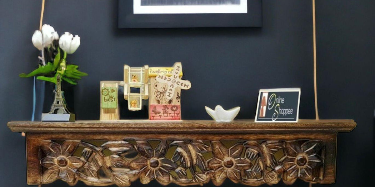 Buy Wooden Fancy Floating Wall Bracket/Book Rack Online-Floating Wall ...
