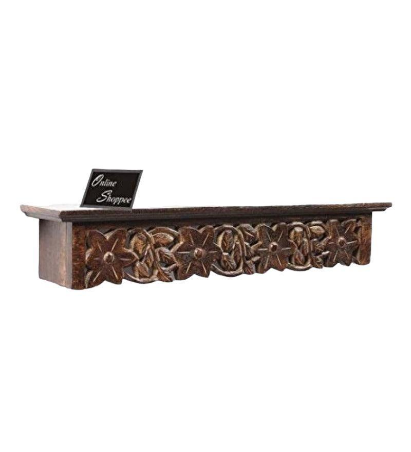 Onlineshoppee Wooden Hand Carved Wall Shelf with Jali Work - WoodenTwist