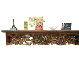 Onlineshoppee Wooden Hand Carved Wall Shelf with Jali Work - WoodenTwist