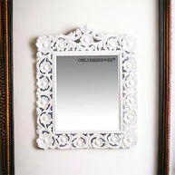 Wooden Carved Mirror - White - WoodenTwist