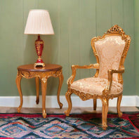 Wooden Twist Deluxe Teak Wood Living Room Chair ( Golden ) - WoodenTwist