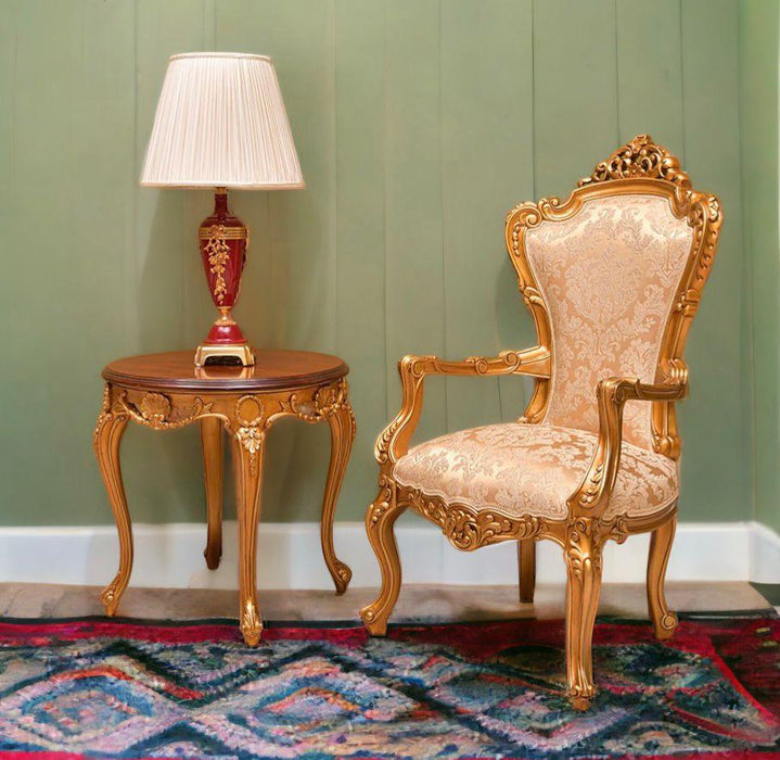 Wooden Twist Deluxe Teak Wood Living Room Chair ( Golden ) - WoodenTwist