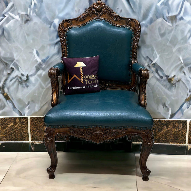 Wooden Twist Violet Teak Wood Living Room Armchair - WoodenTwist