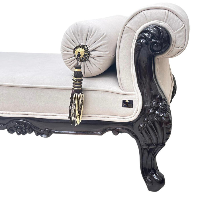 Wooden Twist Hand Carved Traditional Teak Wood 3 Seater Bench ( Cream/Off White ) - WoodenTwist