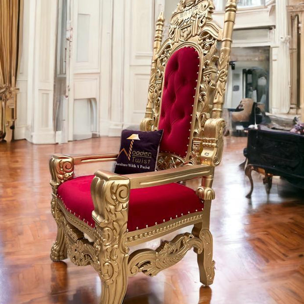 Luxurious High Back Throne Chair - WoodenTwist