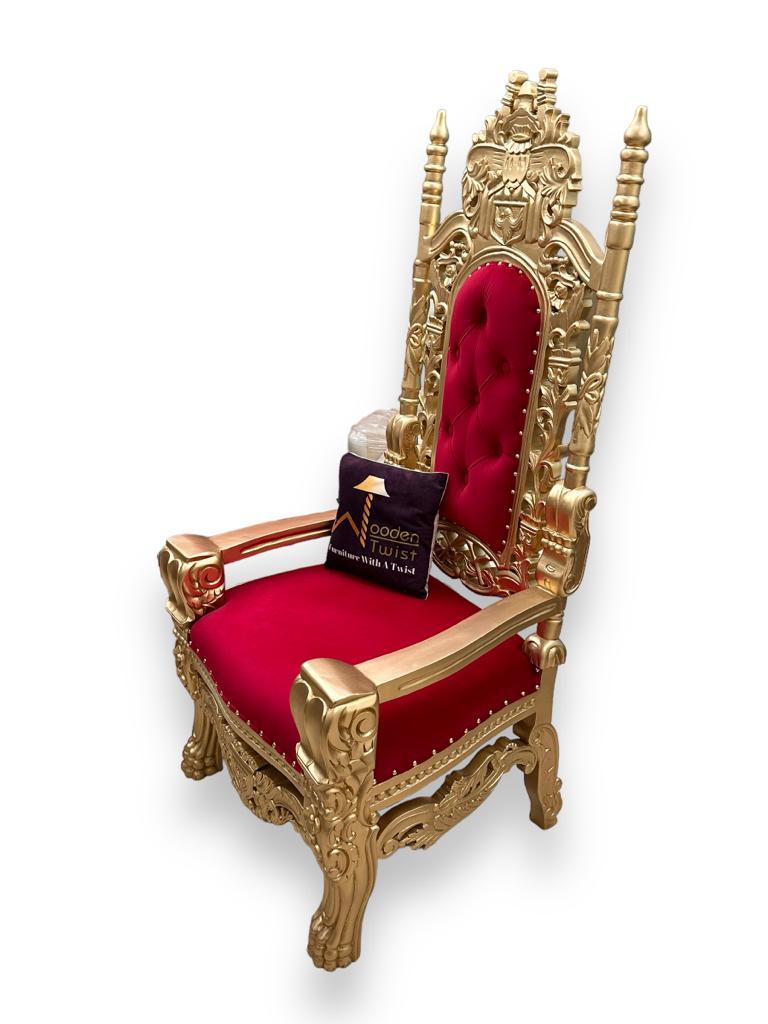 Luxurious High Back Throne Chair - WoodenTwist